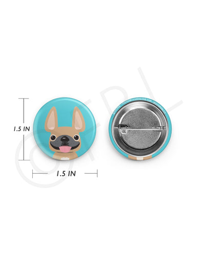 Mini French Bulldog Button - 1.5 inch - Fawn