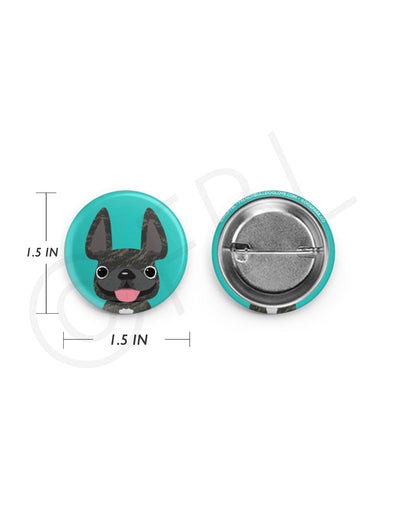 Mini French Bulldog Button - 1.5 inch - Brindle