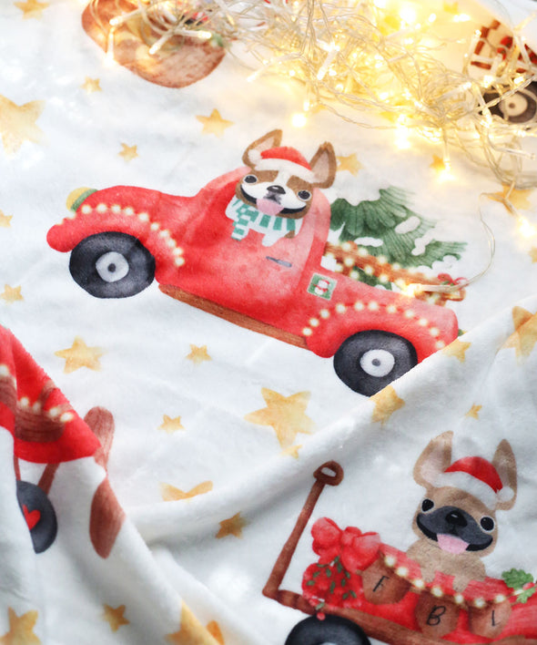 The Frenchie Express Fleece Blanket