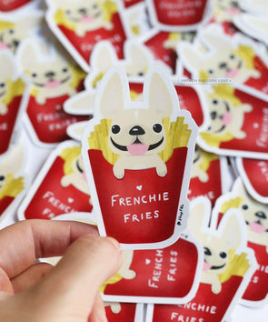 FRENCHIE FRIES STICKER - WATERPROOF VINYL FRENCH BULLDOG STICKER - French Bulldog Love