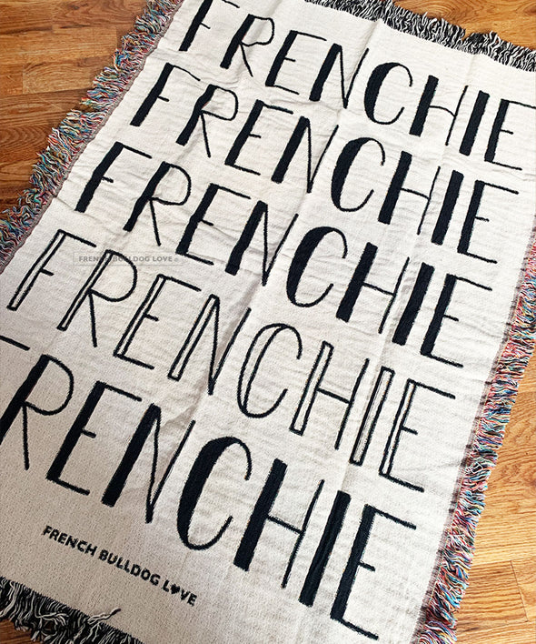 FRENCHIE Woven Blanket - Natural - 100% Cotton - Small