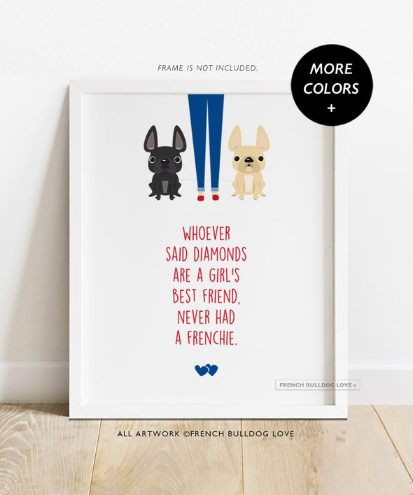 Girl's Best Friend TWO FRENCHIES - French Bulldog Custom Print 8x10