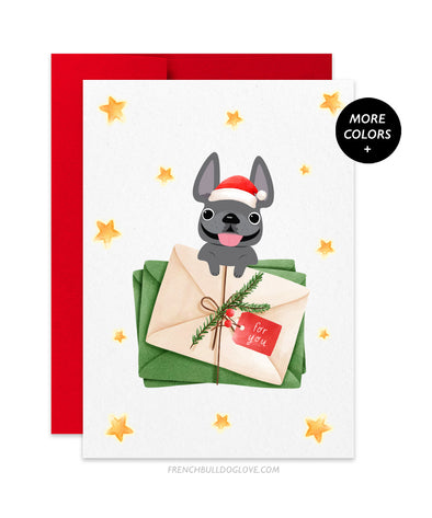 Holiday Letters - Green - French Bulldog Christmas Card