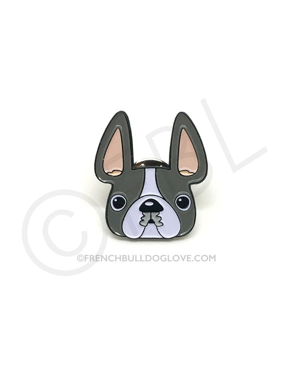 French Bulldog Enamel Pin - Grey Pied Frenchie
