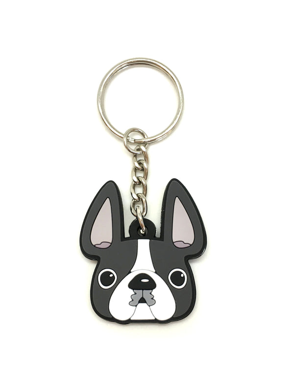 Frenchie Face Mini Keychain / Grey Pied - French Bulldog Love - 1