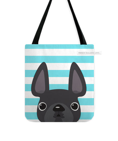 Grey / Striped French Bulldog Tote Bag
