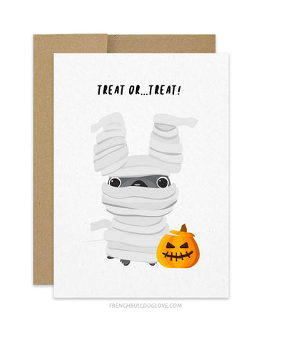 Halloween Treat or Treat French Bulldog Greeting Card