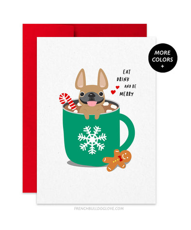 Hot Cocoa French Bulldog Holiday Card