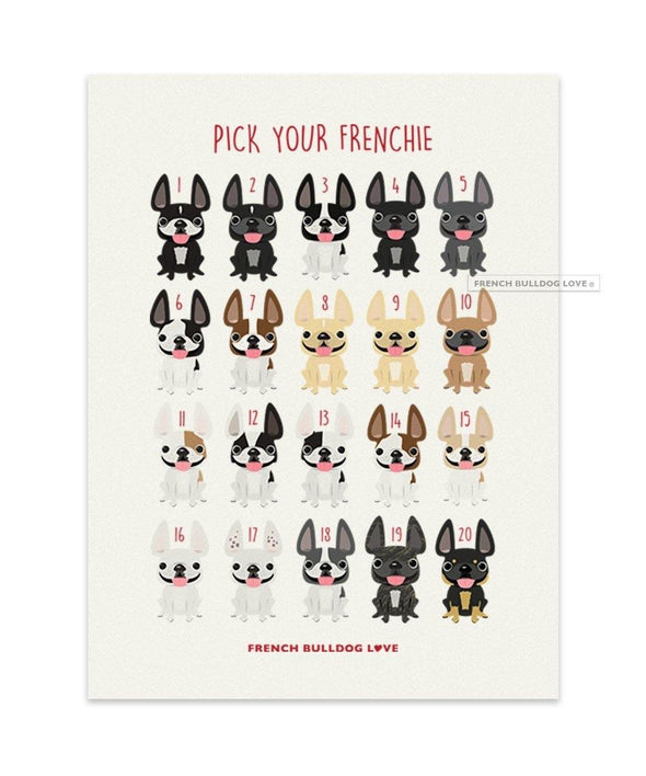 #100DAYPROJECT French Bulldog Note Cards Box Set of 12 -GUMBALLS - French Bulldog Love