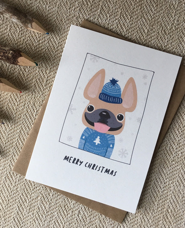 Sweater Weather Merry Christmas French Bulldog Holiday Card