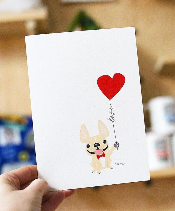Balloon Love French Bulldog Greeting Card - French Bulldog Love