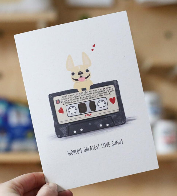 Mixtape French Bulldog Greeting Card