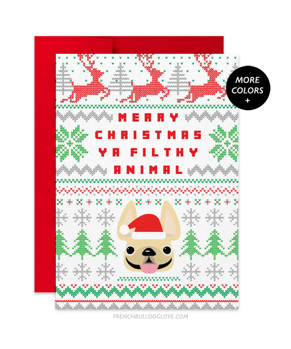 Knit Sweater - Filthy Animal - French Bulldog Christmas Card