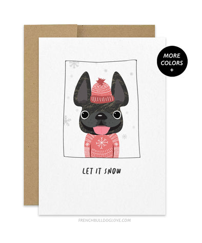 Sweater Weather Let it Snow French Bulldog Holiday Card