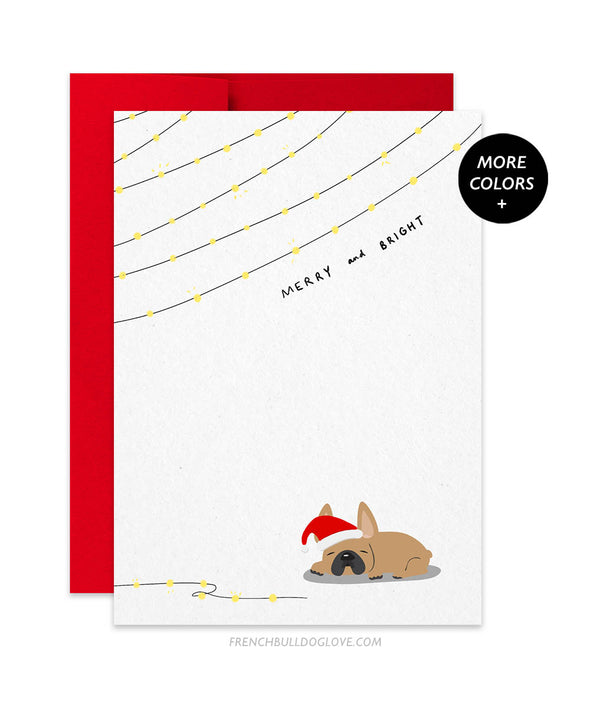 Merry & Bright French Bulldog Christmas Card