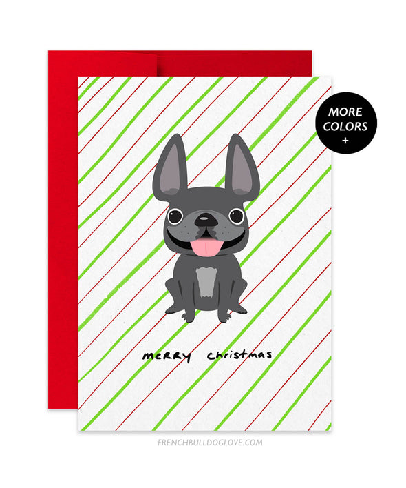 Holiday Cheer - Candy Stripes - French Bulldog Christmas Card