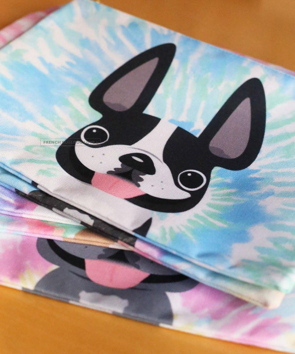 Tie Dye Frenchie Pouch - Blues - Large - French Bulldog Love