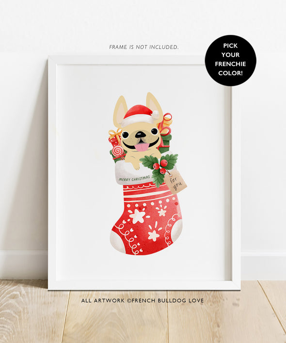 Holiday Stocking - French Bulldog Custom Print 8x10