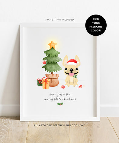 Merry Little Christmas - French Bulldog Custom Print 8x10