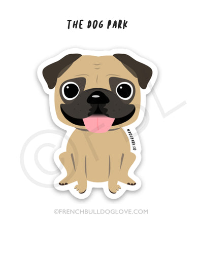 Pug Mini Sticker - The Dog Park by French Bulldog Love