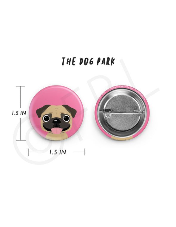 Mini Pug Button - 1.5 inch