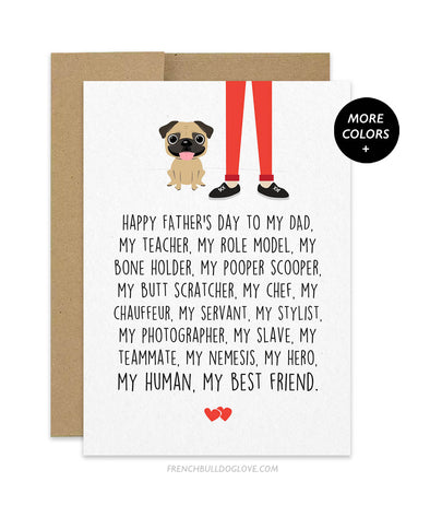Dad Servant - Pug Father's Day Card