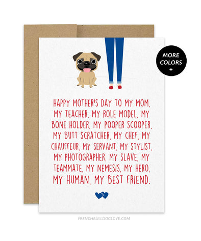 Mom Servant - Pug Mother's Day Card