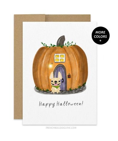 Pumpkin House - French Bulldog Halloween Card