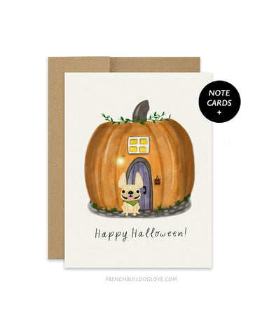 Pumpkin House - French Bulldog Halloween Note Cards - Set of 12