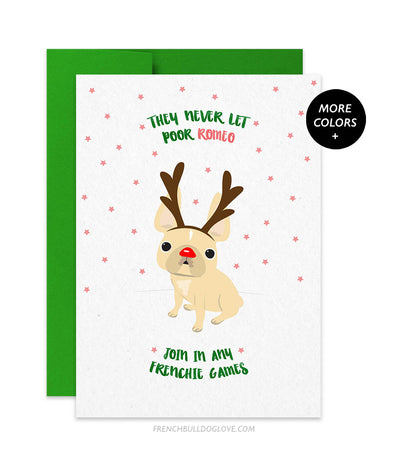 CUSTOMIZABLE Frenchie Rudolph French Bulldog Holiday Card
