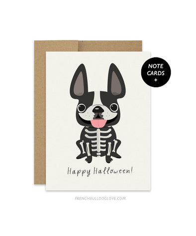 Skeleton - French Bulldog Halloween Note Cards - Set of 12