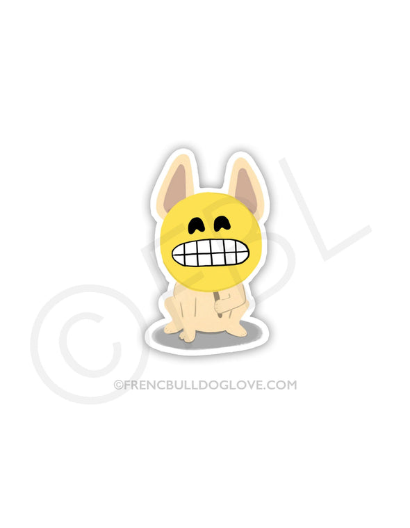 #100DAYPROJECT 32/100 - SMILE EMOJI VINYL FRENCH BULLDOG STICKER - French Bulldog Love