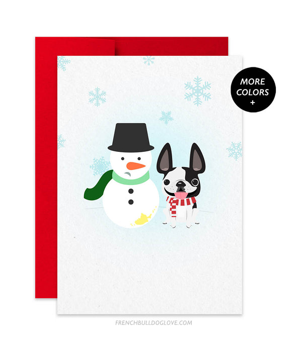 My Frosty French Bulldog Christmas Card