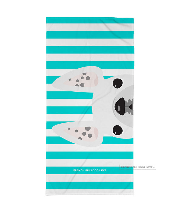 White Spotted / Striped French Bulldog Beach Towel