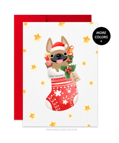 Holiday stocking - French Bulldog Christmas Card