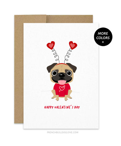Valentine's Day Pug Greeting Card