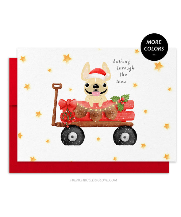 Holiday Wagon - French Bulldog Christmas Card