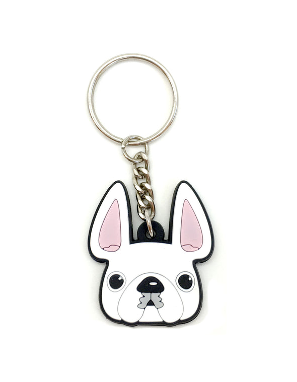 Frenchie Face Mini Keychain / White - French Bulldog Love - 1
