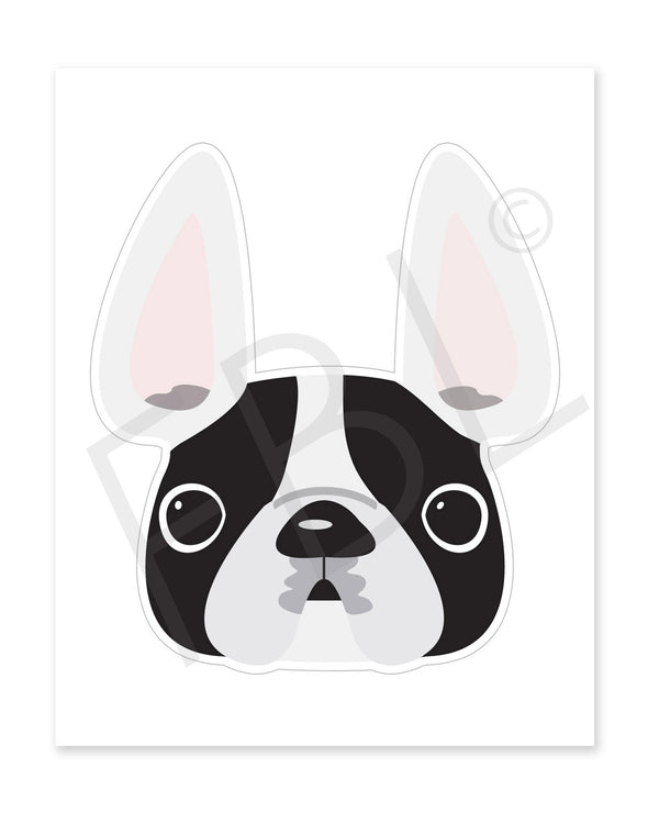 White & Black Pied / Large French Bulldog Sticker - French Bulldog Love