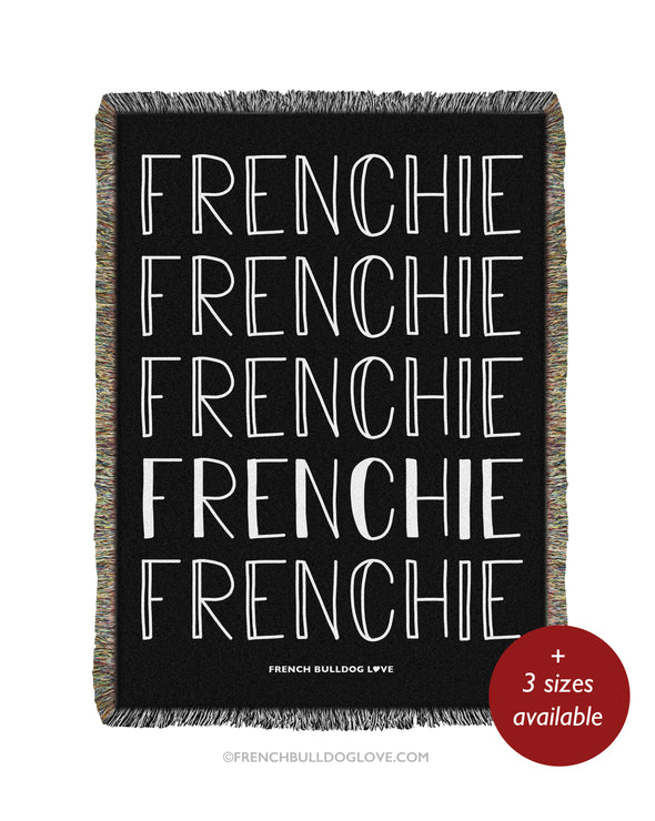 FRENCHIE Woven Blanket - Black - 100% Cotton