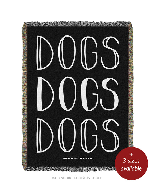 DOGS Woven Blanket - Black - 100% Cotton