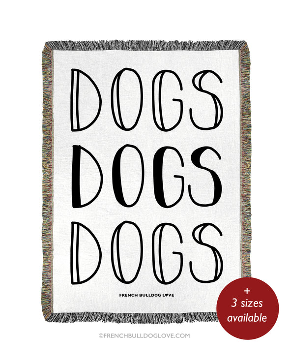 DOGS Woven Blanket - Natural - 100% Cotton