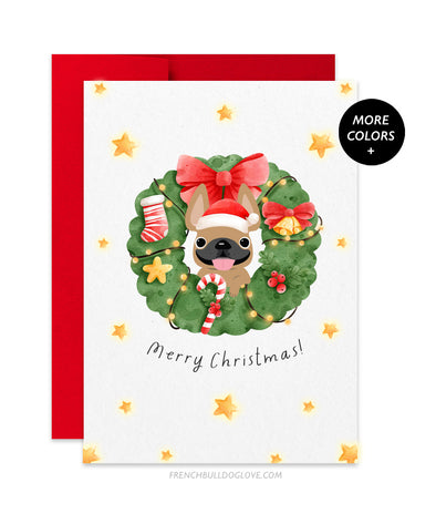 Holiday Wreath - French Bulldog Christmas Card