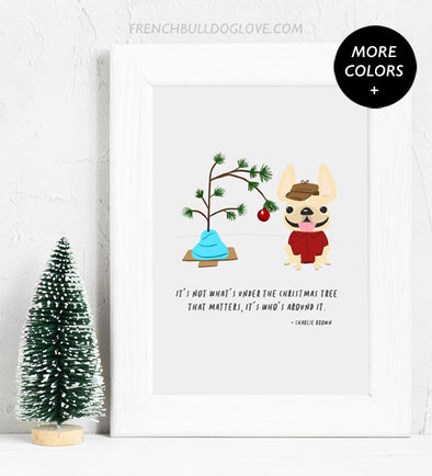 Charlie Brown Christmas Tree - French Bulldog Holiday Custom Print 8x10