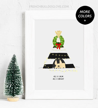Christmas Teepee - French Bulldog Holiday Custom Print 8x10