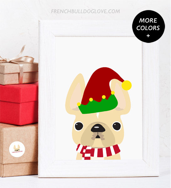 Elf - French Bulldog Holiday Custom Print 8x10