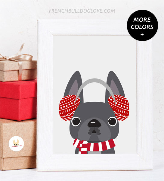 Muffs - French Bulldog Holiday Custom Print 8x10