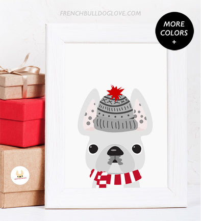 Fuzzy Hat - French Bulldog Holiday Custom Print 8x10