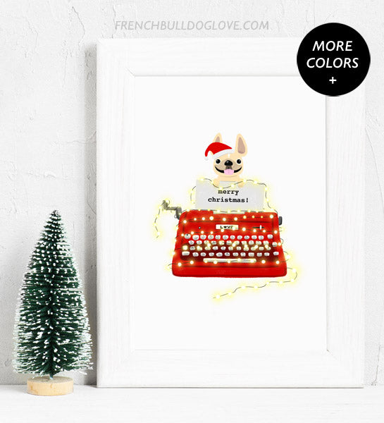 Holiday Typewriter - Red - French Bulldog Holiday Custom Print 8x10