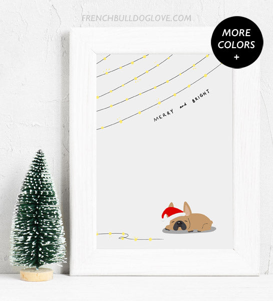 Merry & Bright - French Bulldog Holiday Custom Print 8x10